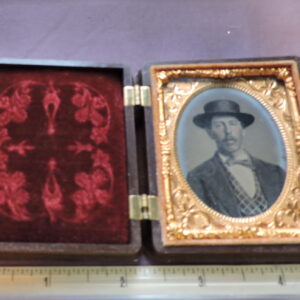 19th-century sixth-plate daguerreotype in a rare Maltese Cross thermoplastic Union Case, part of the Tom Muir Wilson Foundational Archive.