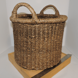 Large Braided Seagrass Utility Basket with Integrated Handles