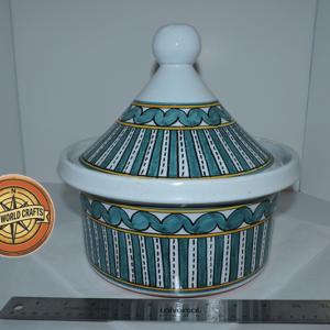 Vintage Moroccan Hand-Painted Tagine from Salé - The Craft World Tours Collection