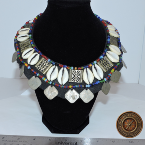 Vintage Thai Tribal Bib Necklace - Cowrie Shells & Coins