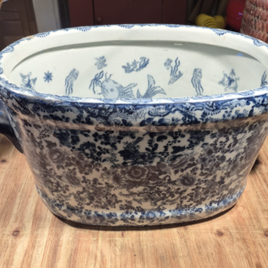 CWT-CHN-XXXX-001 Chinese Blue White Porcelain Foot Bath Basin Koi Fish