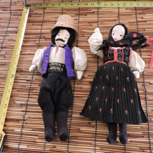 Vintage Hungarian Folk Costume Dolls, Cloth Man & Woman Pair, Embroidered Traditional Dress