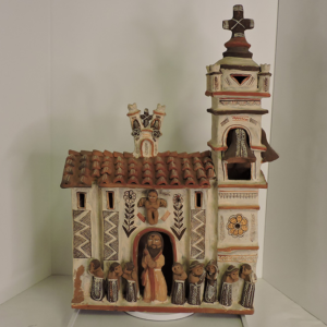 Peruvian Ayacucho Quinua Ceramic "Iglesia de Techo" Roof Church Sculpture, Signed