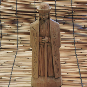 Carpathian Folk Art Carved Wood Shepherd Figure, Highlander with Staff