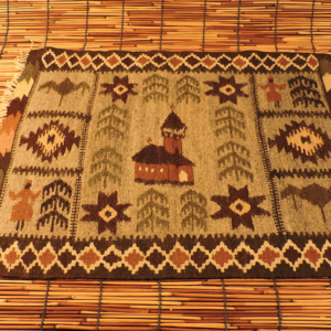 Vintage Romanian Transylvanian Woven Wool Folk Church Wall Tapestry