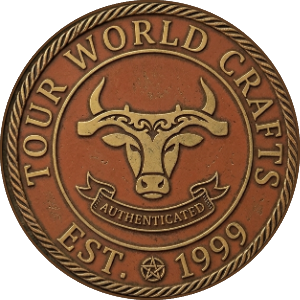 Tour World Crafts Authenticated bull badge, Est. 1999